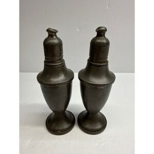 Vintage Web Pewter Weighted Salt and Pepper Shakers Urn Style Glass Lined Pair